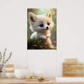 Poster Joli renard dans les fleurs sauvages (Cuisine)