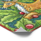 Poster Joli renne de Noël en forêt avec Holly (Coin)