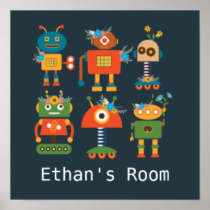 Poster Joli robot design de chambre pour enfants