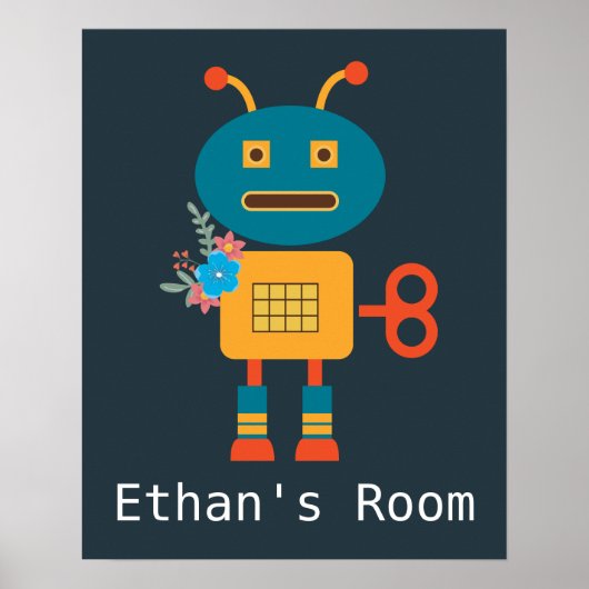 Poster Joli robot design de chambre pour enfants (Devant)