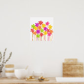 Poster Joli rose jaune orangé simple fleurs dessin (Cuisine)