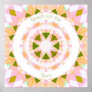 Poster Joli rose vert atteindre pour les étoiles Motivati