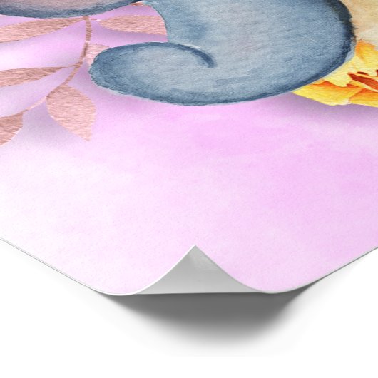 Poster Joli Roses Unicorne nommé Girls Room Wall Art (Coin)