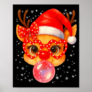 Poster Joli Rudolph Nez Rouge Bubble Gum Noël Xmas Gi