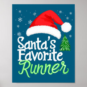 Poster Joli Santa drôle préféré de Runner Noël Course H