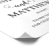 Poster Joli script de calligraphie Mariage noir et blanc (Coin)