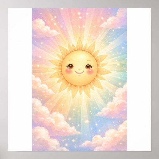 Poster Joli Soleil Heureux Pastel  (Devant)
