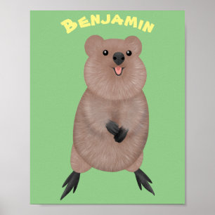 Poster Joli sourire mignon dessin animé quokka