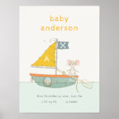 Poster Joli Souris Pirate Voilier Monogramme Bébé Statue (Devant)