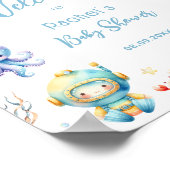 Poster Joli Sous Le Baby shower Bleu Mer Accueil (Coin)