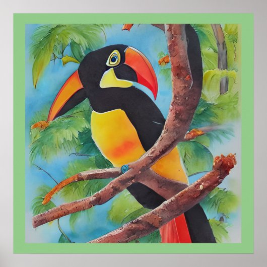 Poster Joli style d'aquarelle Toucan (Devant)