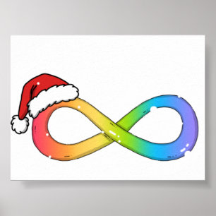 Poster Joli symbole d'infini arc-en-ciel Joyeux Noël