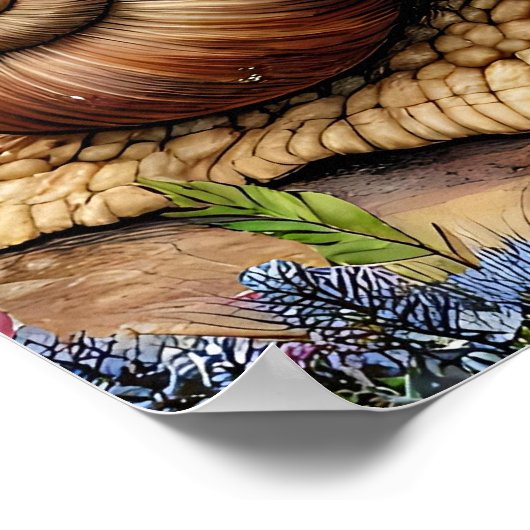 Poster Joli terrain de fée avec mignon escargots et papil (Coin)