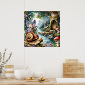 Poster Joli terrain de fée avec mignon escargots et papil (Cuisine)