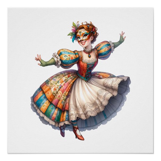 Poster Joli thème Masquerade fille (Devant)