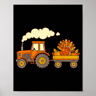 Poster Joli tracteur de dinde de Thanksgiving récolte d'a