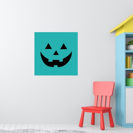 Poster Joli turquoise Jack-o'-lantern citrouille plaisir (Pépinière 1)