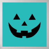 Poster Joli turquoise Jack-o'-lantern citrouille plaisir (Devant)