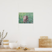 Poster Joli veau Brown en Fleurs Beaux Arts Imprimer (Cuisine)