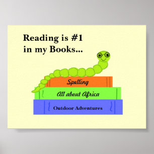 Poster Joli Ver de Livre avec Message de Lecture