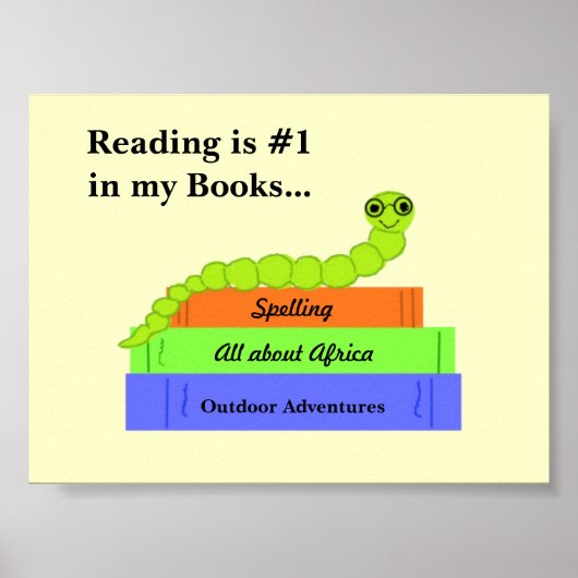 Poster Joli Ver de Livre avec Message de Lecture (Devant)
