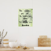 Poster Joli Vert étincelant 50e anniversaire Nom (Cuisine)