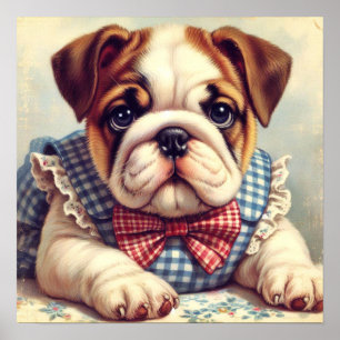 Poster Joli Vintage anglais Bulldog Art