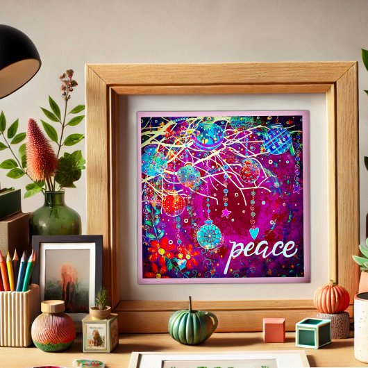 Poster Joli violet Festive Noël Ornements Paix