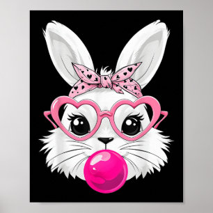 Poster Joli Visage De Lapin De Pâques Avec Des Gles De Co