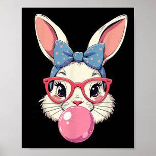 Poster Joli Visage De Lapin De Pâques Avec Des Gles De Co