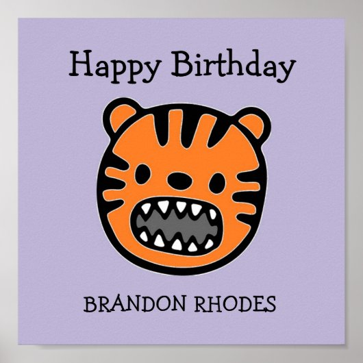 Poster Joli visage de tigre brun violet (Devant)