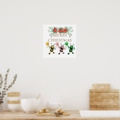 Poster Jolie Abeilles de Miel Or Joyeux Noël (Cuisine)