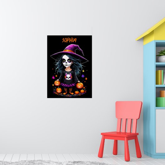 Poster Jolie Adorable Kawaii Halloween sorcière (Pépinière 1)