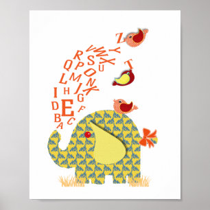 Poster Jolie Alphabet Elephant Baby Nursery Imprimer