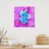 Poster Jolie Aqua Blue Stargazer Lily sur violet (Cuisine)