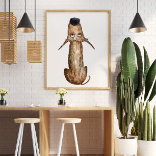 Poster Jolie aquarelle chien lustration décorative
