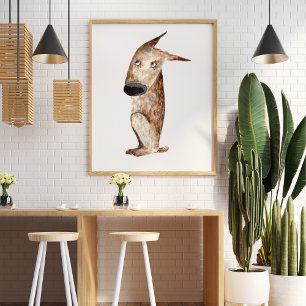 Poster Jolie aquarelle chien lustration décorative
