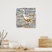 Poster Jolie aquarelle Flamant rose (Cuisine)