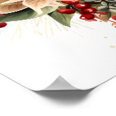 Poster Jolie Aquarelle Rouge Fleurs de Noël Poinsettia (Coin)