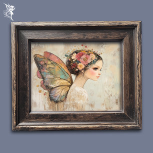 Poster Jolie Art au Pastel à l'Aquarelle de Papillon Bohè