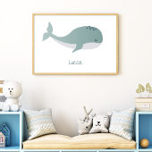 Poster Jolie baleine bleue avec un petit nom personnalisé