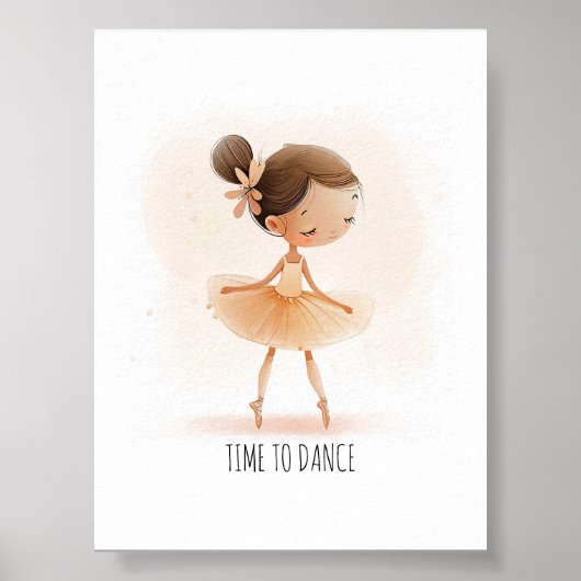 Poster Jolie ballerine Ballet Moment de danser Aquarelle (Devant)