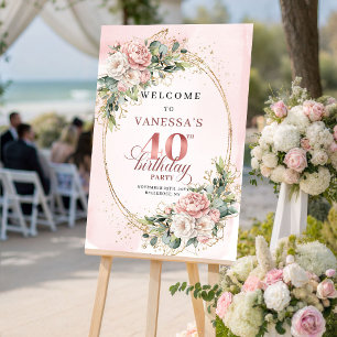 Poster Jolie Bienvenue Bohème Rose Gold Florale 40e Anniv