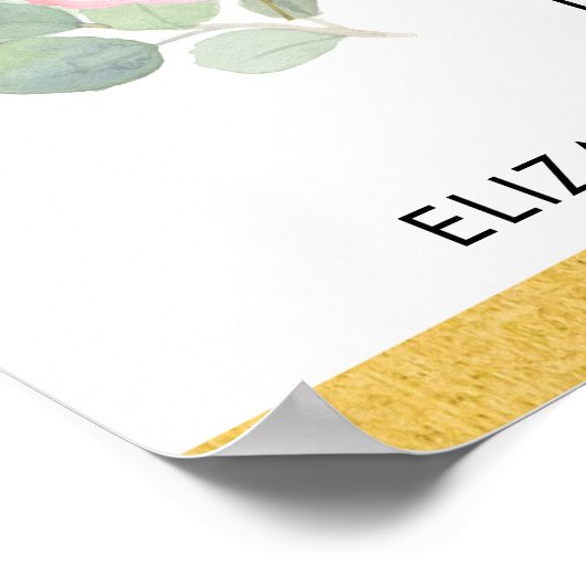 Poster Jolie Bienvenue en Or Rose pour une Fête de Mariag (Coin)