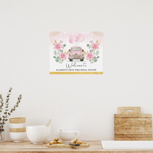 Poster Jolie Bienvenue en Or Rose pour une Fête de Mariag (Cuisine)