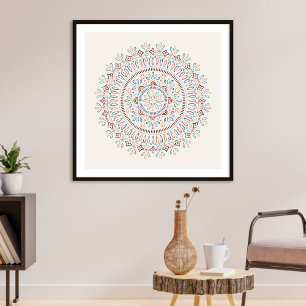 Poster Jolie Bohème Floral Mandala Girl's Art Print