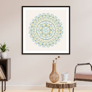 Poster Jolie Bohème Floral Mandala Girl's Art Print