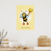 Poster Jolie Bumble Bee & Honeycomb avec Coeurs (Cuisine)