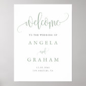 Poster Jolie Calligraphie Sage Green Mariage Bienvenue (Devant)