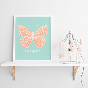 Poster Jolie chambre de fille au papillon